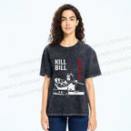 Unisex Kill Bill Japanese Graffiti Printed Washed Tee