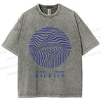 Unisex Bauhaus Geometric Circular Waves Printed Washed Tee
