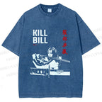 Unisex Kill Bill Japanese Graffiti Printed Washed Tee