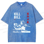 Unisex Kill Bill Japanese Graffiti Printed Washed Tee