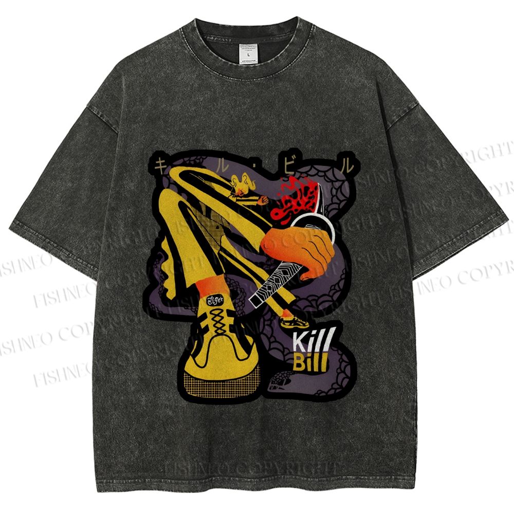 Unisex Kill Bill Printed Washed Tee