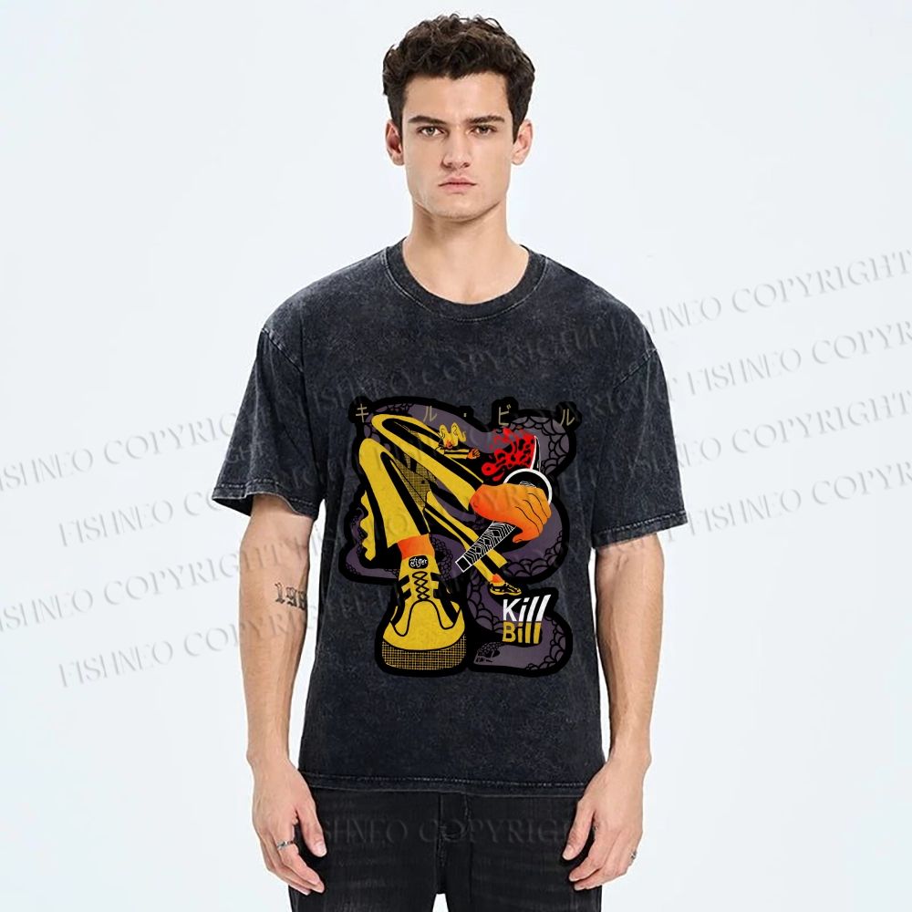 Unisex Kill Bill Printed Washed Tee