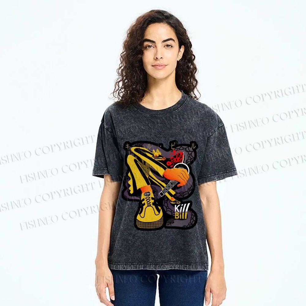 Unisex Kill Bill Printed Washed Tee