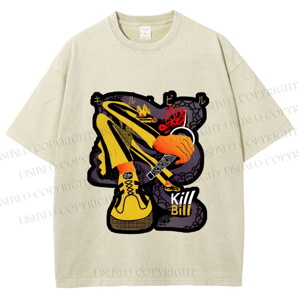 Unisex Kill Bill Printed Washed Tee