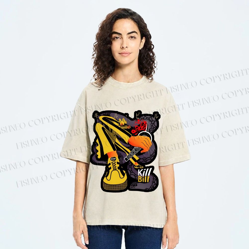 Unisex Kill Bill Printed Washed Tee