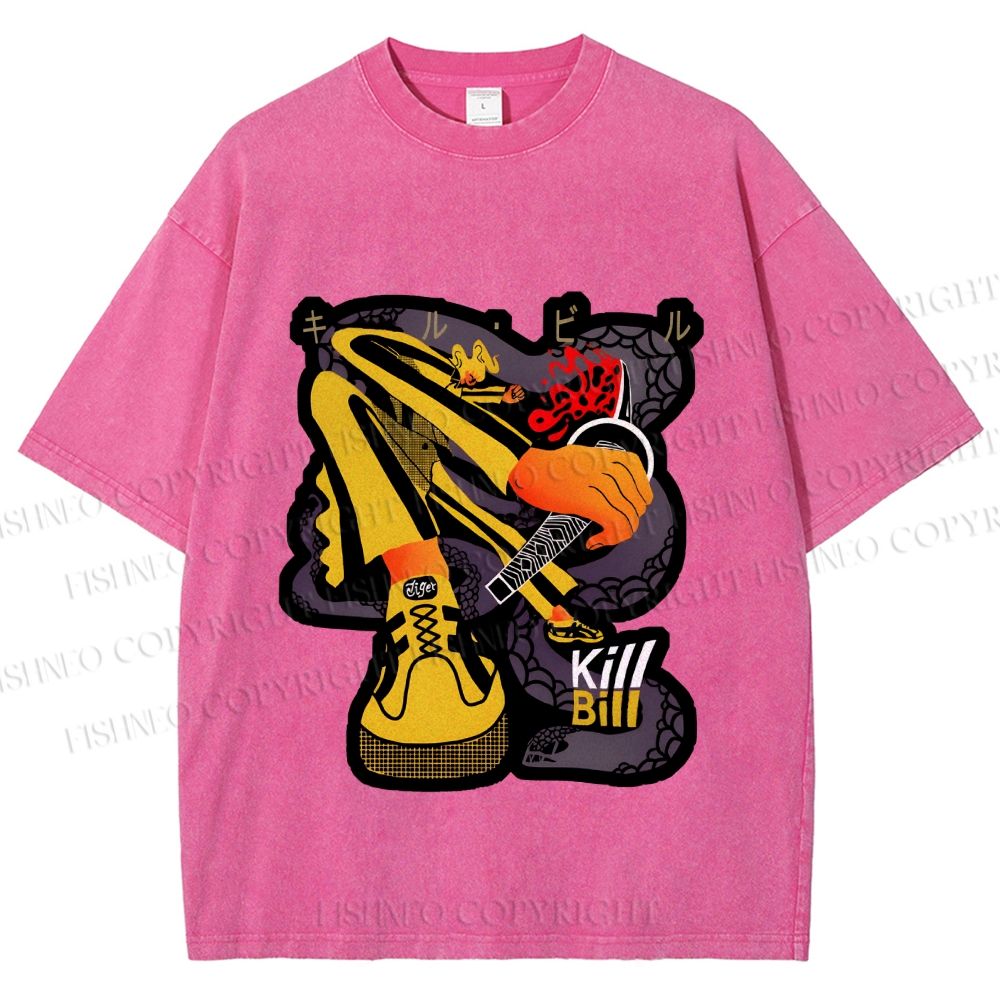 Unisex Kill Bill Printed Washed Tee