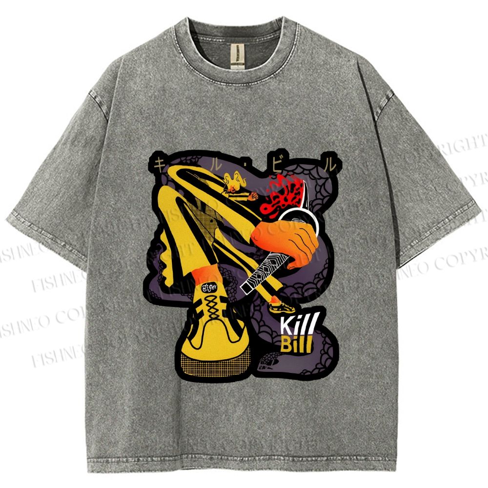 Unisex Kill Bill Printed Washed Tee