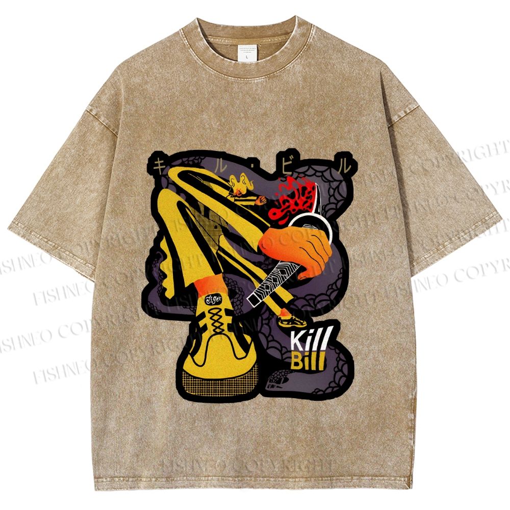 Unisex Kill Bill Printed Washed Tee
