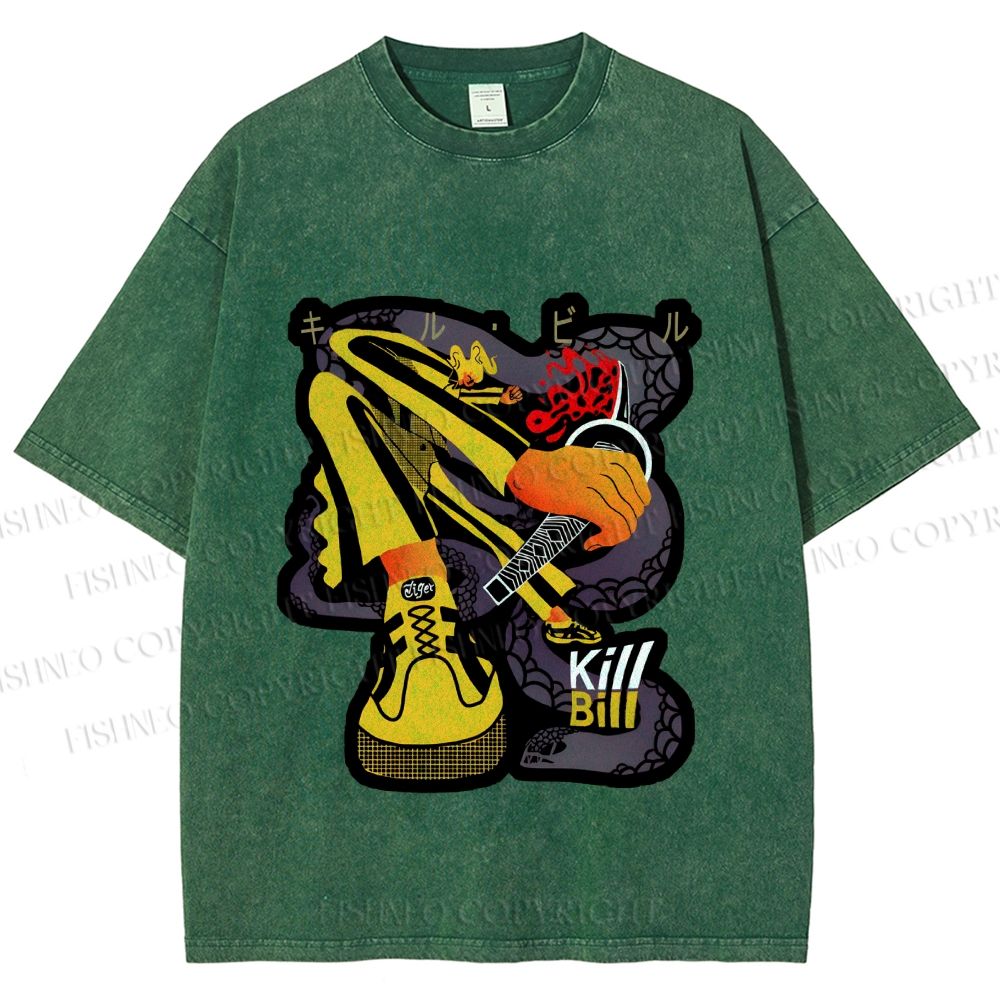 Unisex Kill Bill Printed Washed Tee
