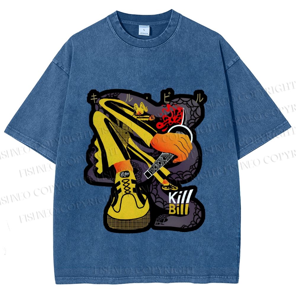 Unisex Kill Bill Printed Washed Tee