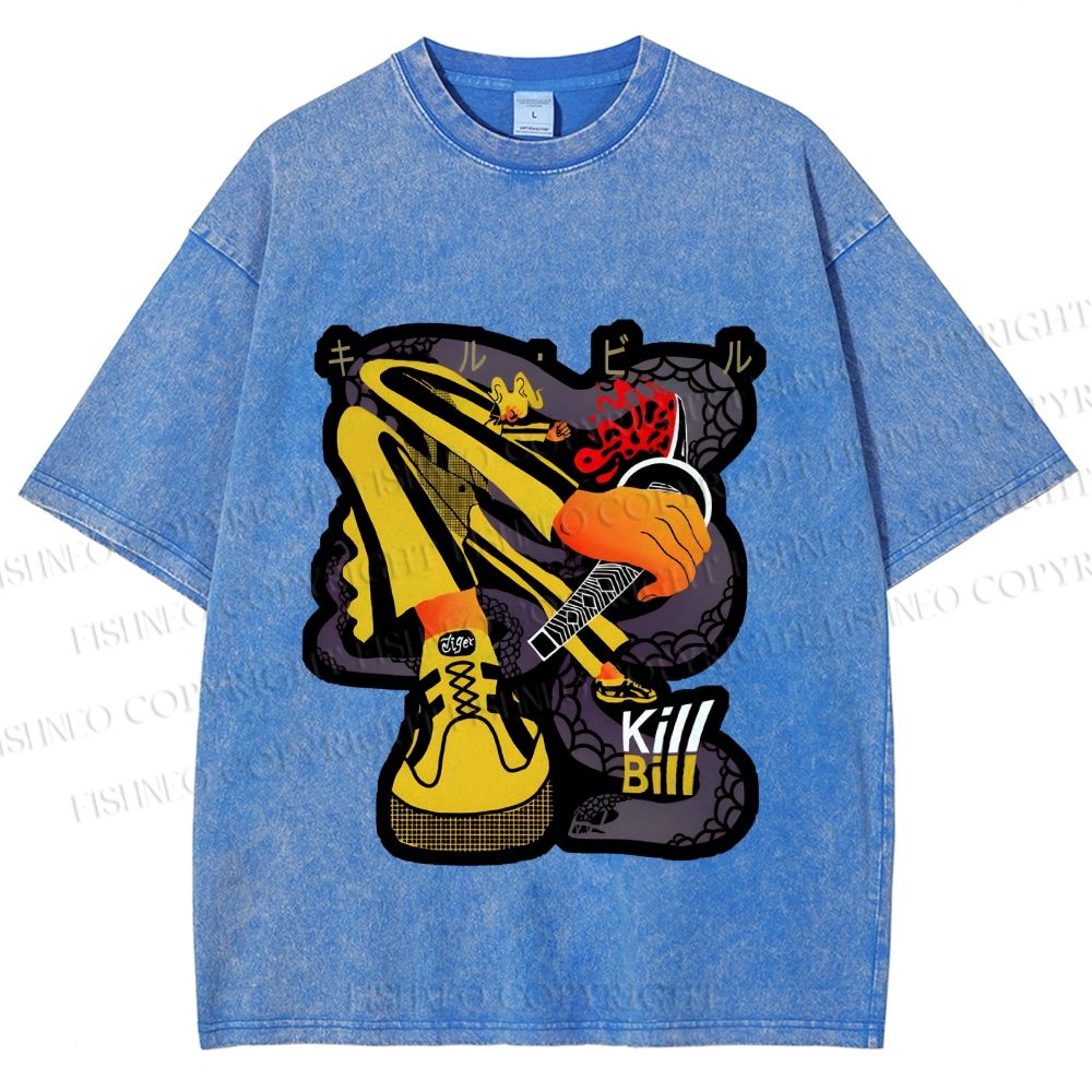 Unisex Kill Bill Printed Washed Tee
