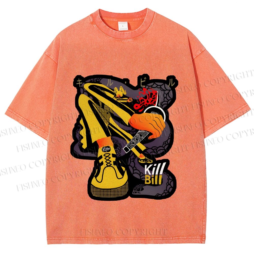 Unisex Kill Bill Printed Washed Tee
