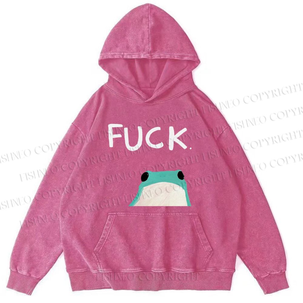 Unisex Casual Fuck Frog Printed Washed Hoodie