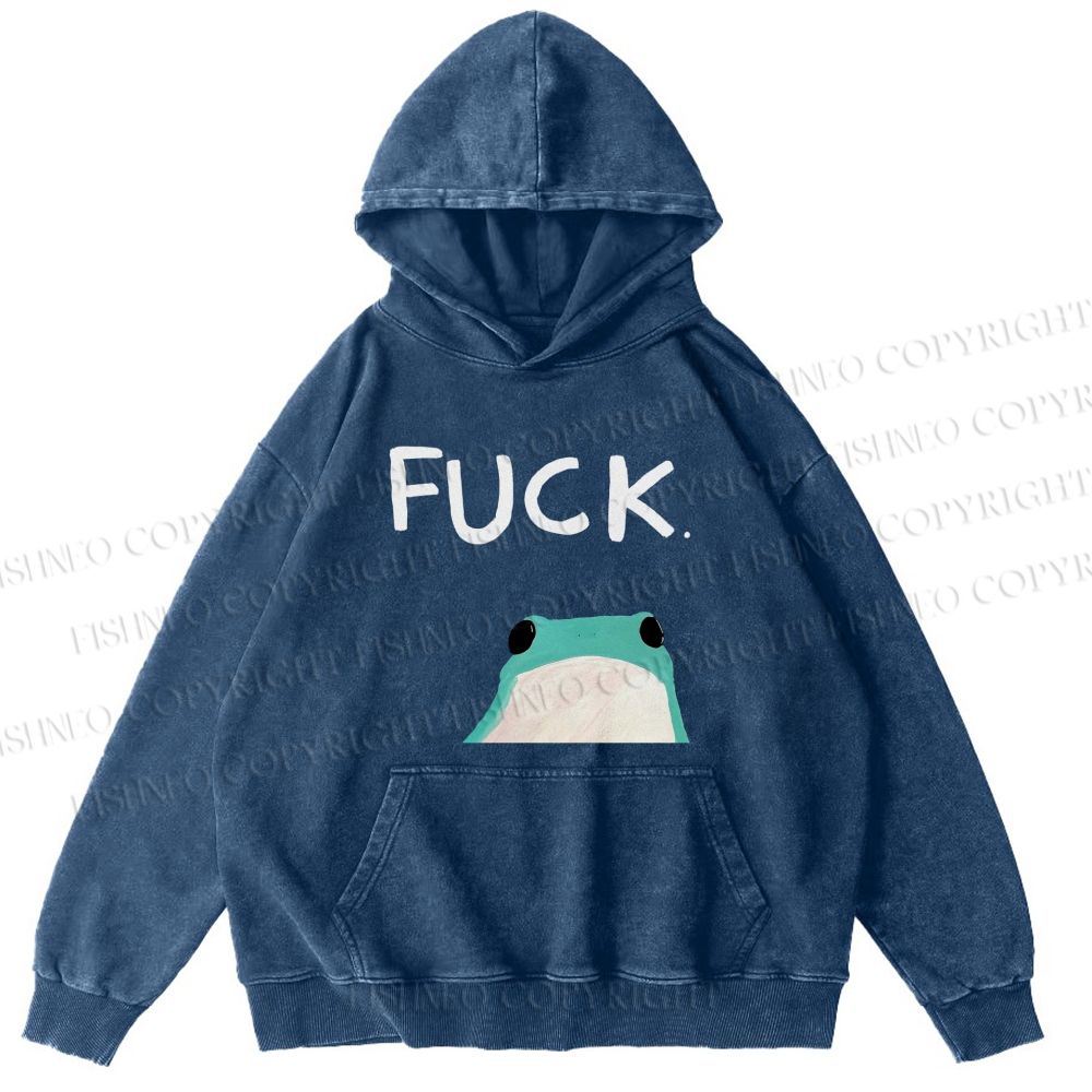 Unisex Casual Fuck Frog Printed Washed Hoodie