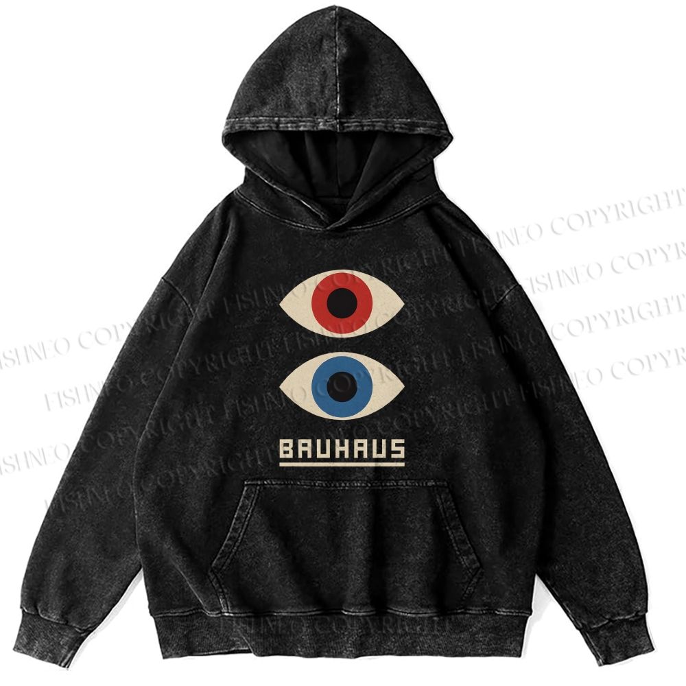 Unisex Casual Bauhaus Art Eyes Printed Washed Hoodie