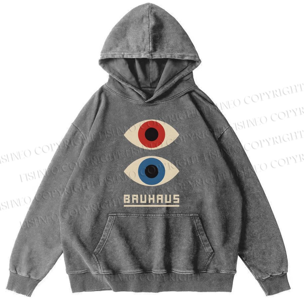 Unisex Casual Bauhaus Art Eyes Printed Washed Hoodie