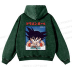 Son Goku Printed Casual Washed Hoodie