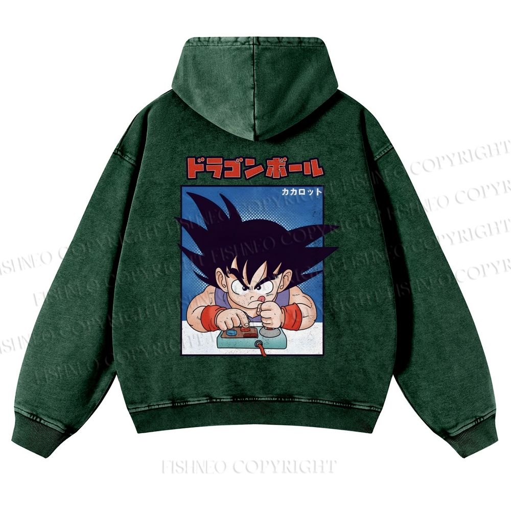 Son Goku Printed Casual Washed Hoodie