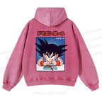 Son Goku Printed Casual Washed Hoodie