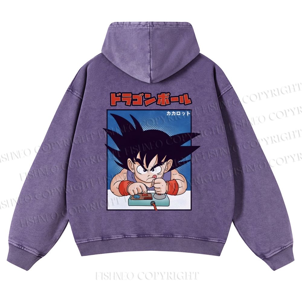 Son Goku Printed Casual Washed Hoodie