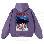 Son Goku Printed Casual Washed Hoodie