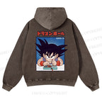 Son Goku Printed Casual Washed Hoodie