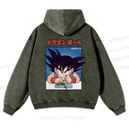 Son Goku Printed Casual Washed Hoodie
