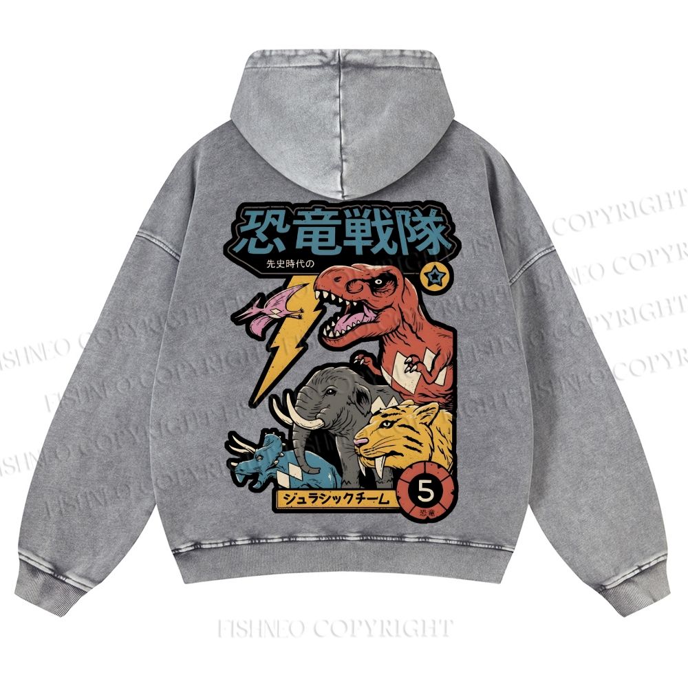 Dino Sentai Japanese Casual Washed Hoodie