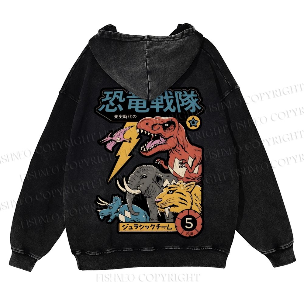 Dino Sentai Japanese Casual Washed Hoodie