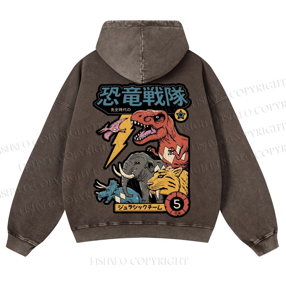 Dino Sentai Japanese Casual Washed Hoodie