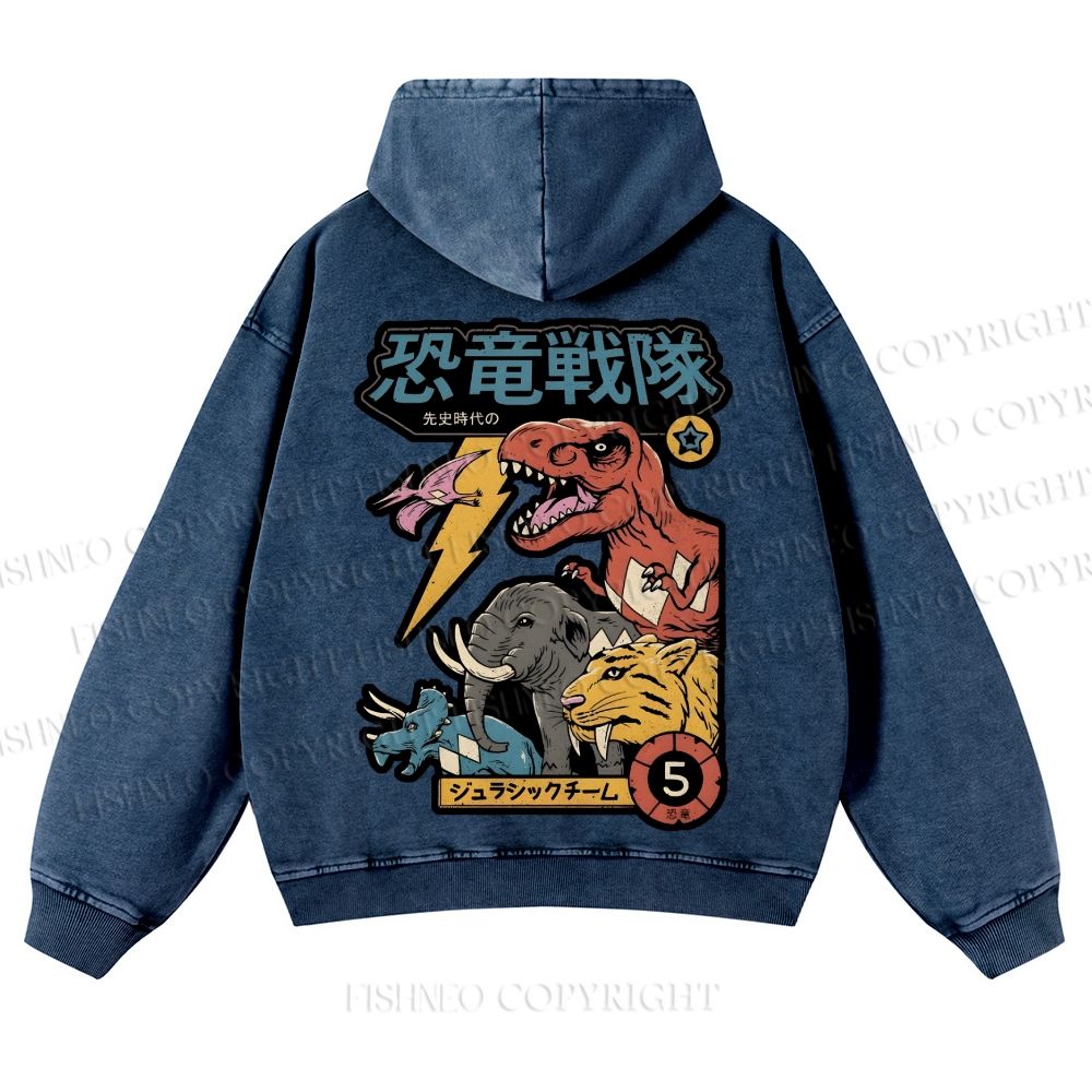 Dino Sentai Japanese Casual Washed Hoodie