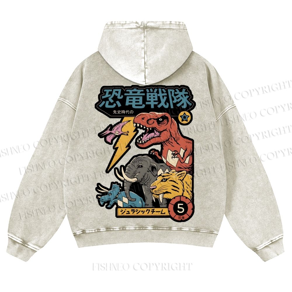Dino Sentai Japanese Casual Washed Hoodie