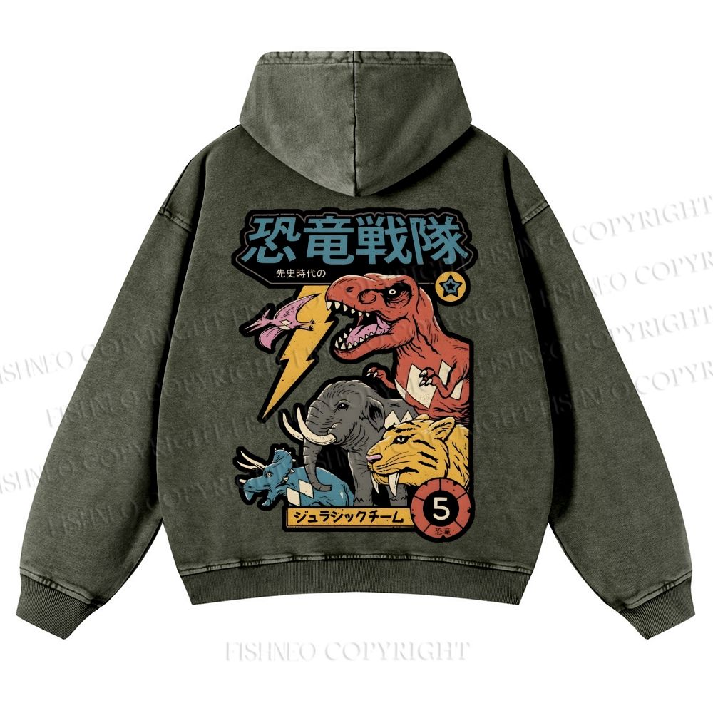 Dino Sentai Japanese Casual Washed Hoodie