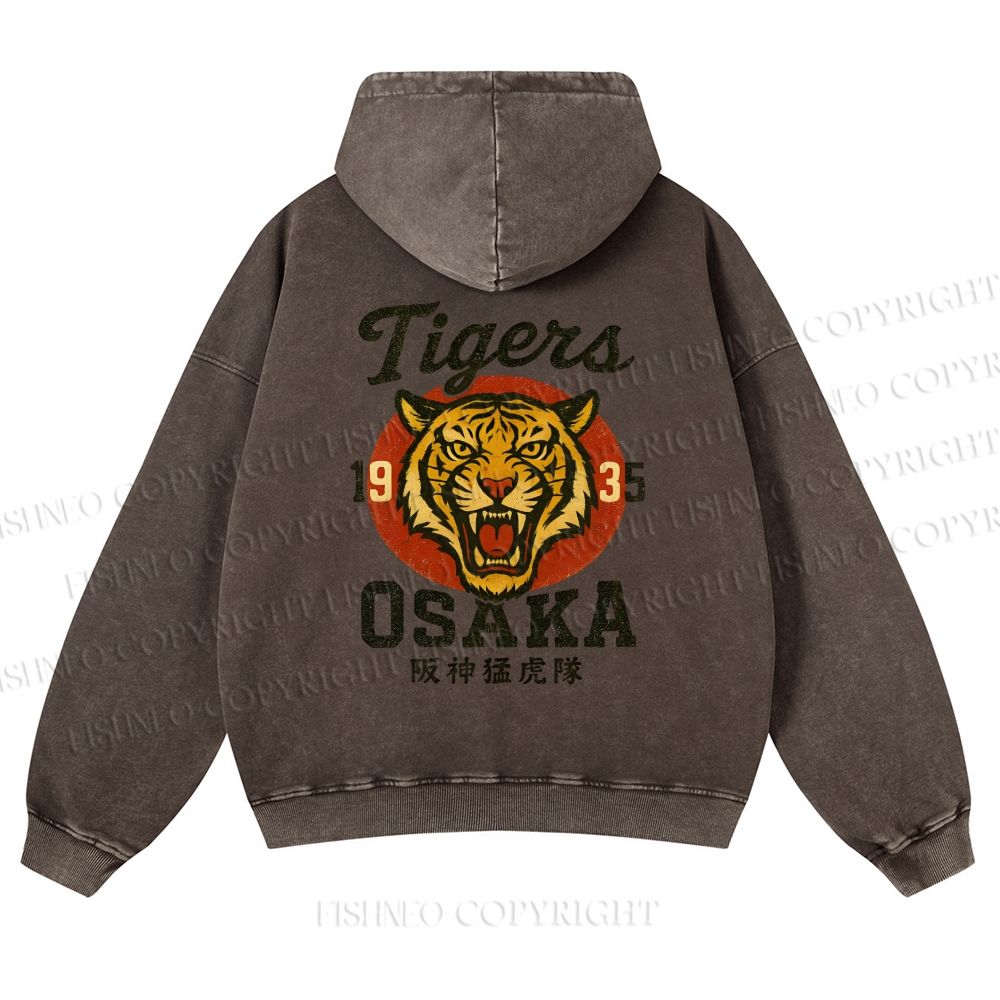 Tiger Osaka Printed Casual Washed Hoodie