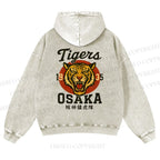 Tiger Osaka Printed Casual Washed Hoodie