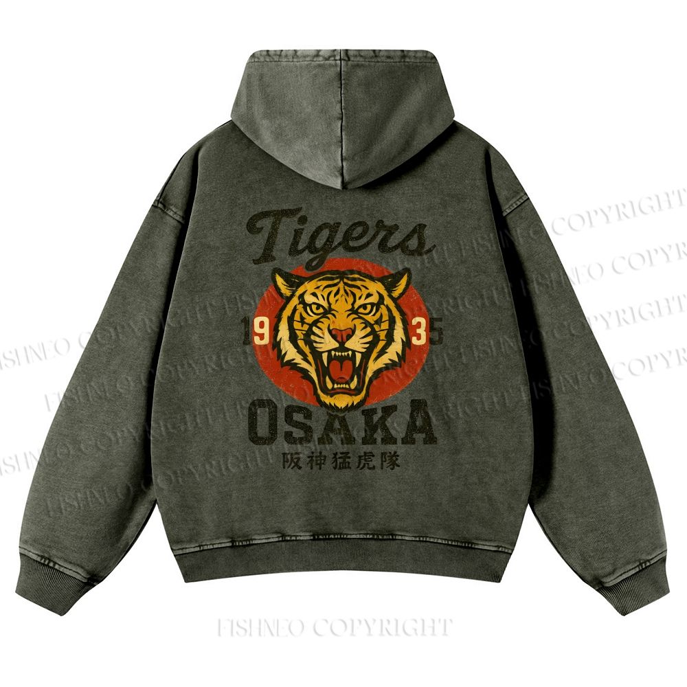 Tiger Osaka Printed Casual Washed Hoodie