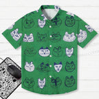 Artistic Cat Face Printed Men's Short-sleeved Shirts