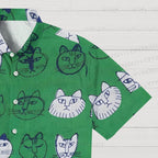Artistic Cat Face Printed Men's Short-sleeved Shirts