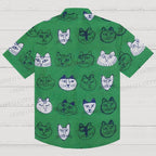 Artistic Cat Face Printed Men's Short-sleeved Shirts