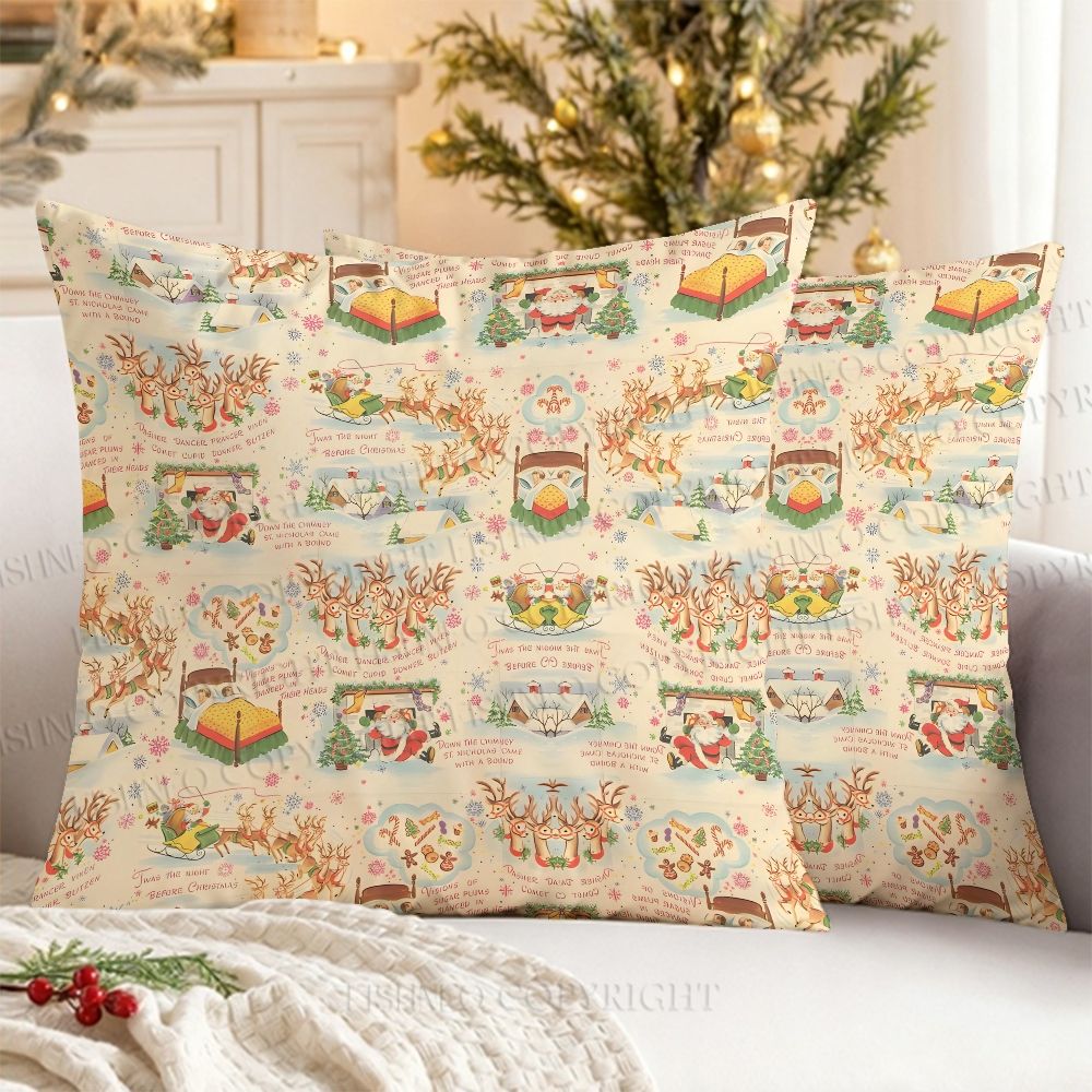 Vintage Christmas Printed Throw Pillow