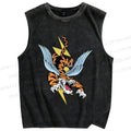 Unisex Flash Tiger Fly Printed Washed Tank Top