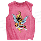 Unisex Flash Tiger Fly Printed Washed Tank Top