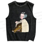 Unisex Girl Got a Wolf inside Printed Washed Tank Top