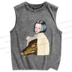 Unisex Girl Got a Wolf inside Printed Washed Tank Top