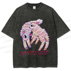 Unisex Sheep Friends Printed Washed Tee