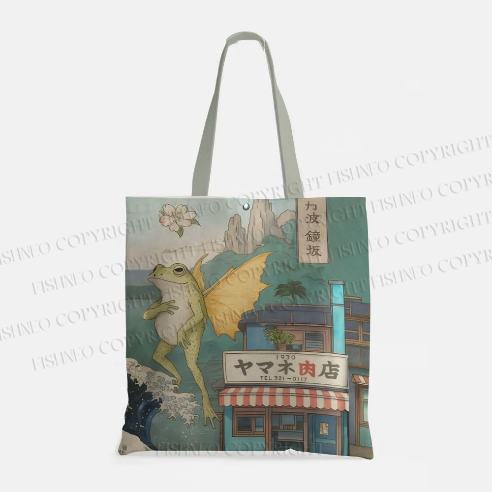 Vintage Frog Printed Tote Bag