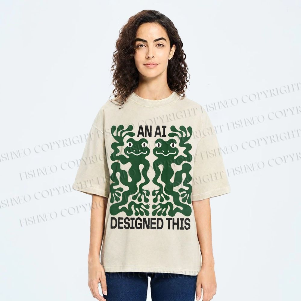 Unisex Dancing Frogs Printed Washed Tee
