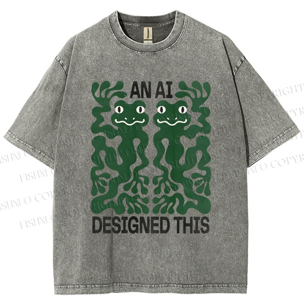 Unisex Dancing Frogs Printed Washed Tee