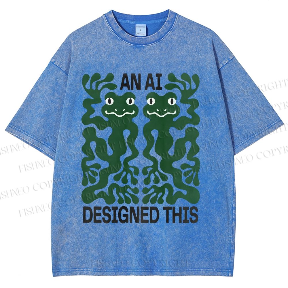 Unisex Dancing Frogs Printed Washed Tee