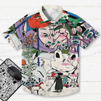 Vintage Graffiti Printed Men's Short-sleeved Shirts